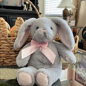 Cuddle Soft Gray Bunny Pink Bow 🎀🐰